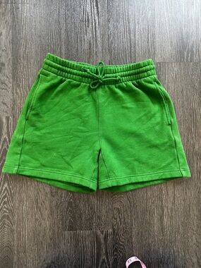 Aritzia TNA Cozy Fleece Boyfriend Short in Kelly Green